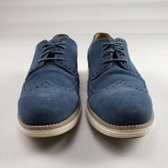 Cole Haan Lunargrand Wingtip Oxford Shoe Mens 11.5 Blue Suede Lace Up Dress - Picture 4 of 11